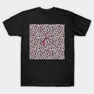 Letter C Monogram & Pink Leopard Print T-Shirt